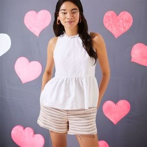 LOFT embroidered tie back peplum shell White size- LP